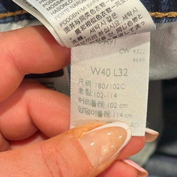 Levis Signature Straight Jeans Mid Rise Whisker Denim Dark Wash Blue Size 40x32 - Picture 7 of 11